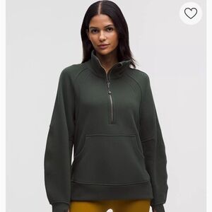 Dark forest Green Half-Zip Scuba Hoodie